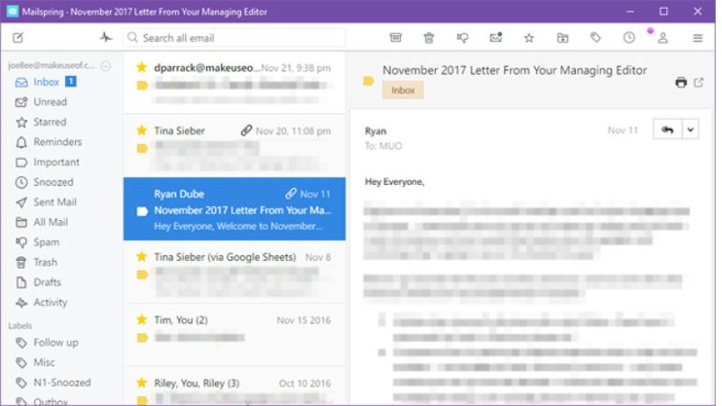 Phần mềm quản lý email miễn phí Mailspring