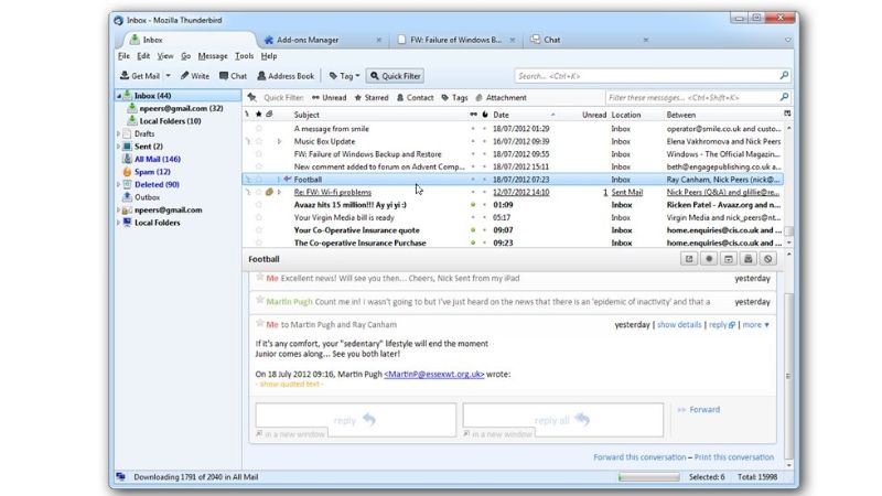 Phần mềm quản lý mail miễn phí Mozilla Thunderbird